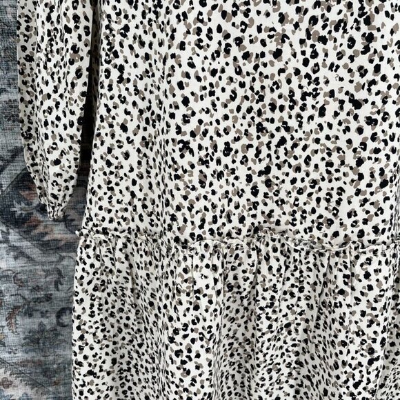 Who What Wear Dropped Waist Dress Size XS (Fits M-L) Leopard Print Long Sleeve - Picture 4 of 12